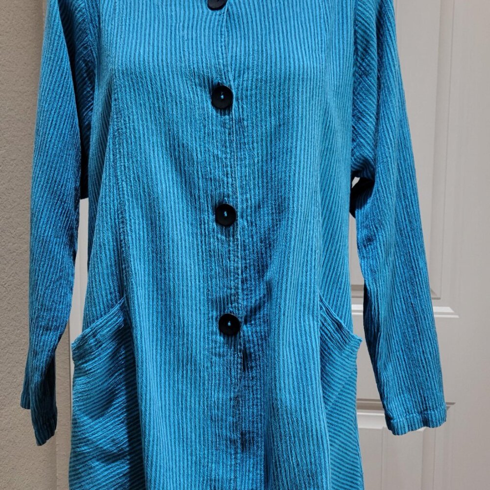 Mill Valley Clothing Co Sz LARGE Blue~Black Stripe Painters Shirt Pockets Button